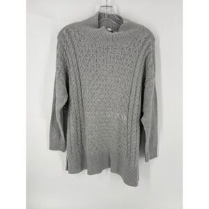 Crown & Ivy Men Gray Mock Neck Cable Knit Sweater Size S‎